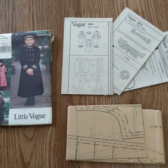 Vogue 8864 Sewing Pattern Girls Size 4-6 Long Coat and Tam Hat - Picture 15 of 16